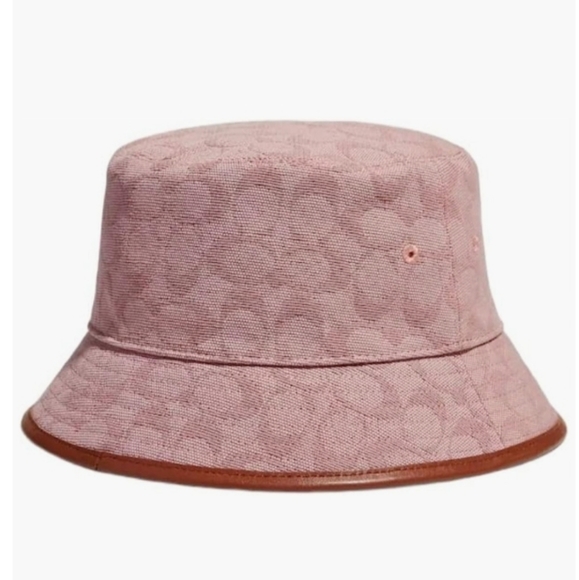 COACH SIGNATURE JACQUARD BUCKET HAT IN COLOR: FADED PINK - Picture 1 of 2